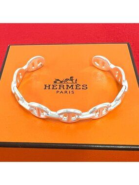 Hermes Enchainee Bangle 925 Sterling Silver Bracelet